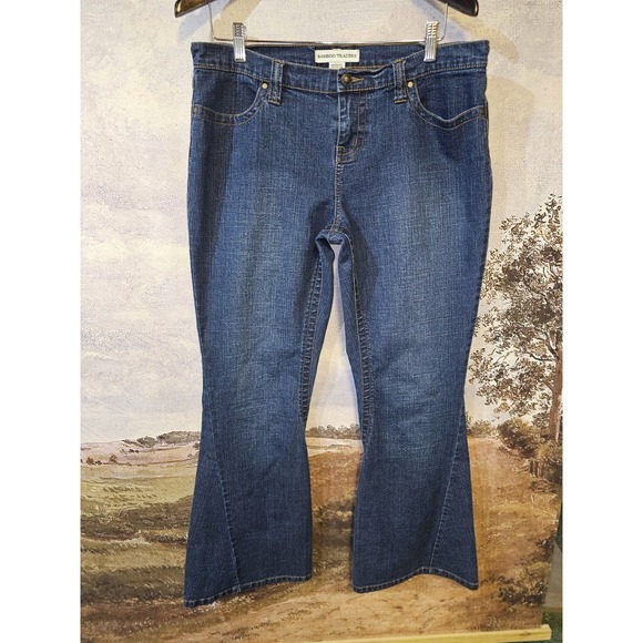 BAMBOO Denim - Bamboo Traders Flared Leg Blue Jeans Size 12 Women's Cotton Blend